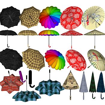 现代雨伞油伞遮阳伞组合