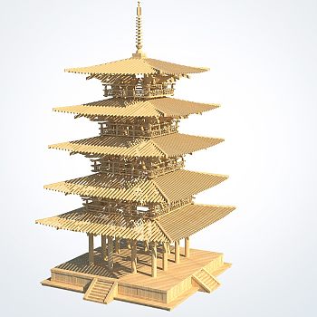 日式四层古塔结构