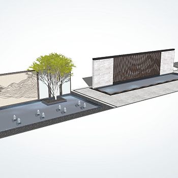新中式片岩山水景墙